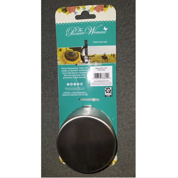 Set Of 4 Measuring Cups Stainless Steel Playful Posy Embossed - Picture 6 of 8